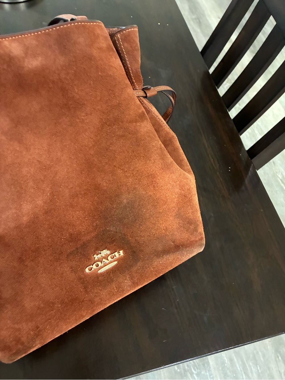 Coach Suede Shoulder Bag in Rich Chestnut Brown with Tassels - Picture 9 of 9